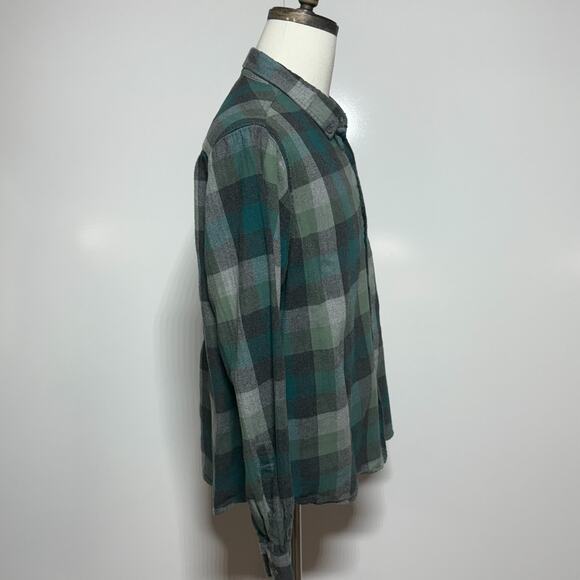 Eddie Bauer Shirt Mens Large Green Gray Plaid Flannel Button Down Long Sleeve - Picture 5 of 11